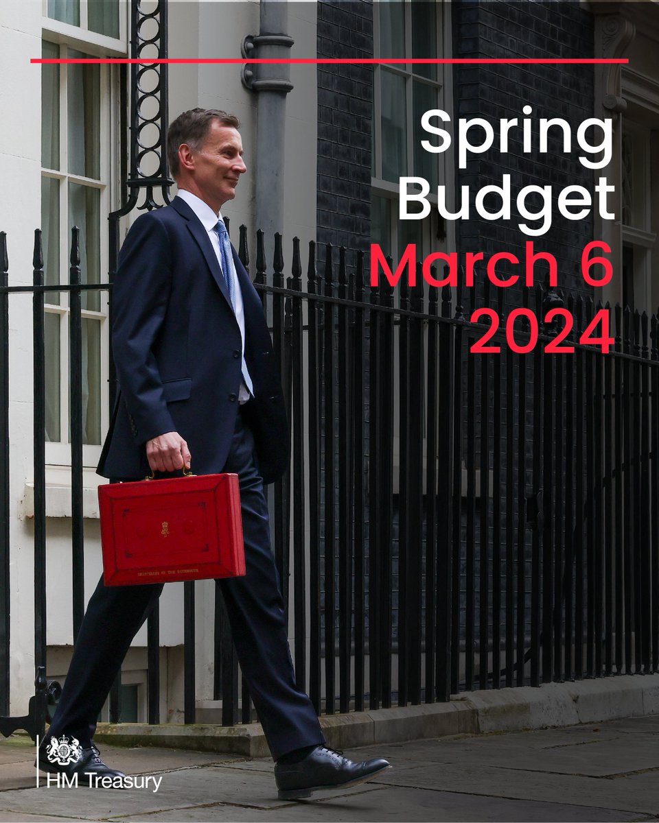 hmtreasury's tweet photo. The Chancellor @Jeremy_Hunt has commissioned the @OBR_UK to prepare an economic and fiscal forecast to be presented to @UKParliament alongside his Spring Budget on 6th March 2024. https://t.co/ZoTSfsM4sQ