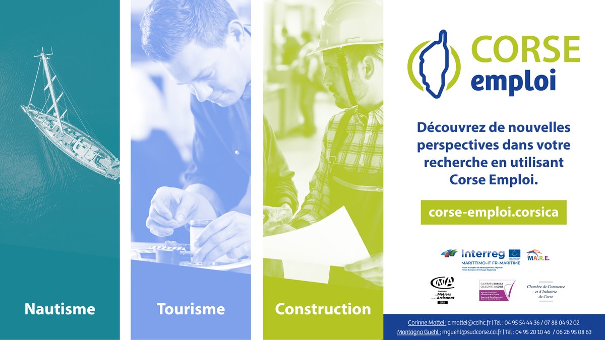 Corse Emploi, le nouvel outil d'accompagnement RH Corse

Créez votre compte en quelques clics et gagnez du temps dans votre recherche 
👉 ow.ly/oJ1350K6ZS4

#Recrutement #RH #Corse #emploi #entreprise #candidats