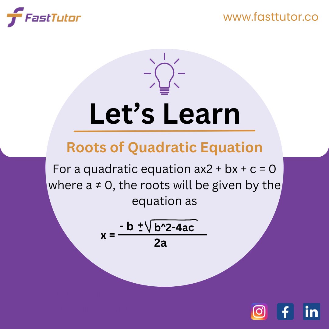 itsfasttutor's tweet image. Quadratic formulas might have two solutions, but there&apos;s only one answer: mastery. 
#mathmagic #quadraticformula #solvingequations
