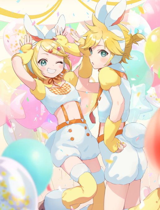 クリプトン・フューチャー・メディア株式会社様「初音ミクぐらふぃコレクション」にて鏡音リンちゃんレンくんのイラストを描かせていただきました!(ハッピーバースデー#ミクコレ #鏡音リン #鏡音レン 