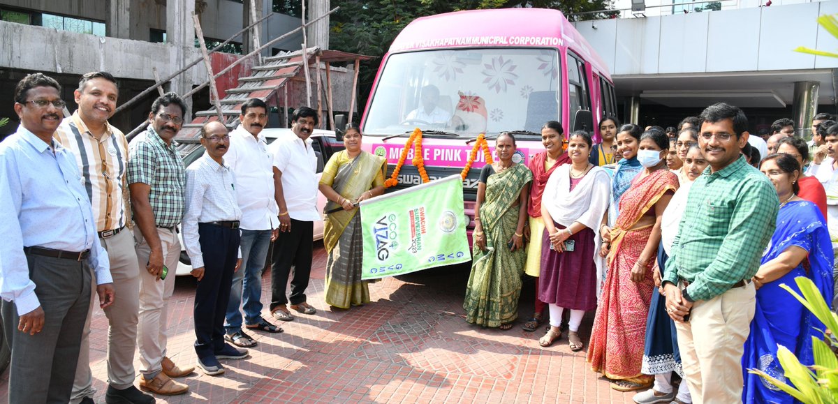 GVMC_VISAKHA's tweet photo. Mayor Smt G Hari Venkata Kumari and Deputy Mayor Sri J Sridhar recently launched the "Mobile Pink Toilet" as part of the Clean Toilets Campaign by MoHUA & SBM.   

This innovative facility addresses women's sanitation requirements and even includes a feeding room.  

#CleanToiletsCampaign 
#EcoVizag 
#ISupportEcoVizag 
#MobilePinkToilet 
#PinkToilet 
@PMOIndia  
@narendramodi 
@AndhraPradeshCM 
@ysjagan  
@RoopaMishra77