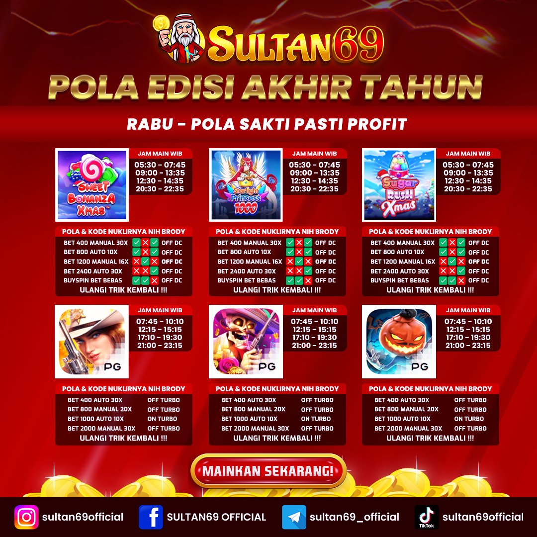 Sultan69_Ofc's tweet photo. POLA EDISI AKHIR TAHUN

🔥SULTAN69🔥 
Ketik Di Google: Sultan69
Daftar: https://t.co/t87wv0kwfI
WA : https://t.co/Ky5LQkwTn0

Dapatkan Bonus Promo Menarik Di Sultan69
🎁EVENT SPESIAL SULTAN69🎁 https://t.co/JVKDqxqlwe