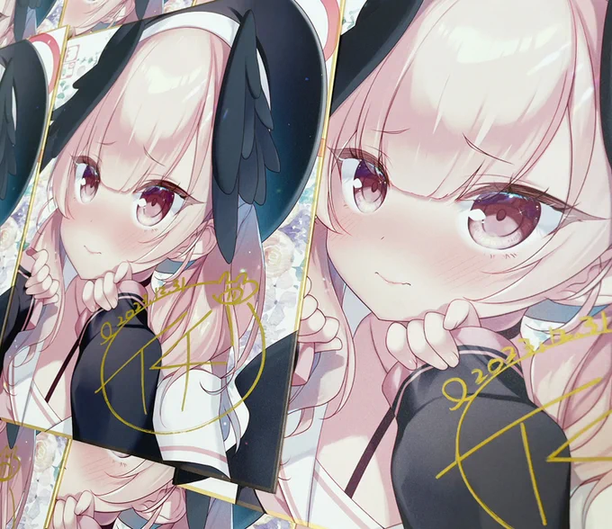 コミケの先着色紙(コハルちゃん)にサイン入れ終わったーお品書きは本垢の固定にあります 