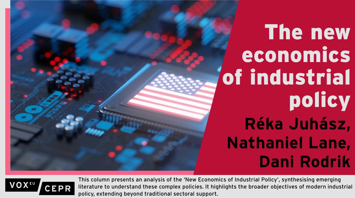This column emphasises modern industrial policy's broader objectives beyond traditional sectoral support, noting positive impacts with nuances in implementation &amp; efficacy.
<a href="/juhreka13/">Reka Juhasz</a> <a href="/ubcVSE/">UBC Economics</a>, <a href="/straightedge/">Nathan Lane</a> <a href="/OxfordEconDept/">Department of Economics, Oxford</a>, <a href="/rodrikdani/">Dani Rodrik</a> <a href="/Kennedy_School/">Harvard Kennedy School</a>
ow.ly/3Czm50QfxgW