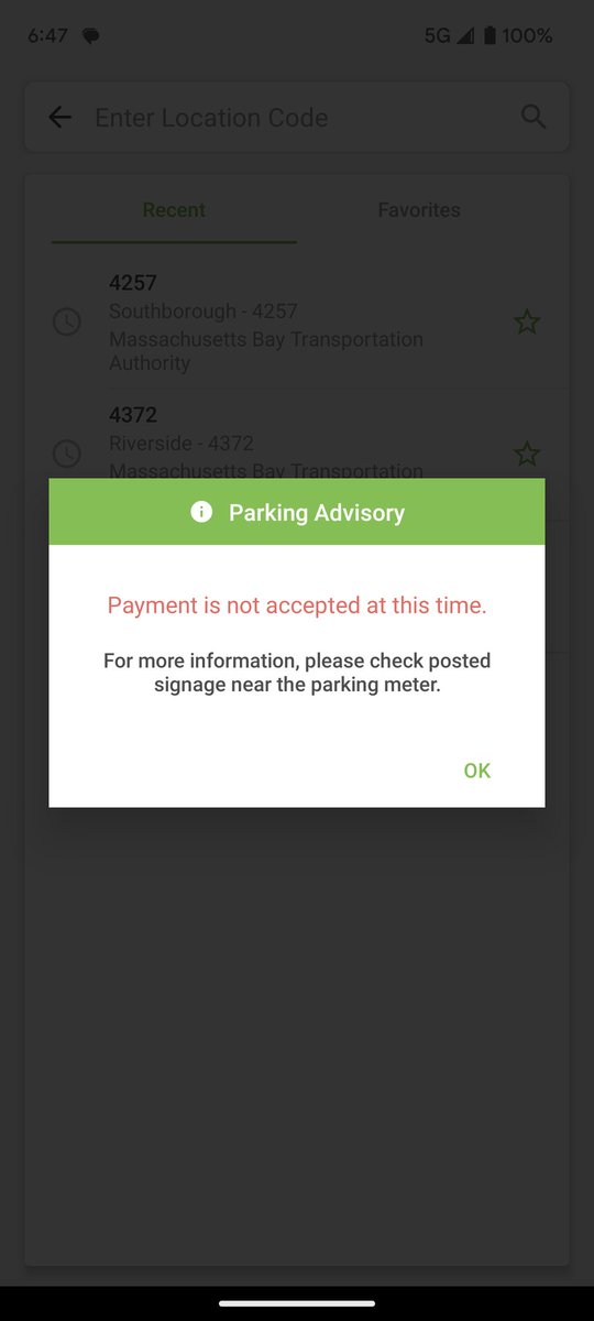 Hey @PayByPhone @MBTA_CR how am I supposed to pay for parking at Ashland today? Freebie for working this week?