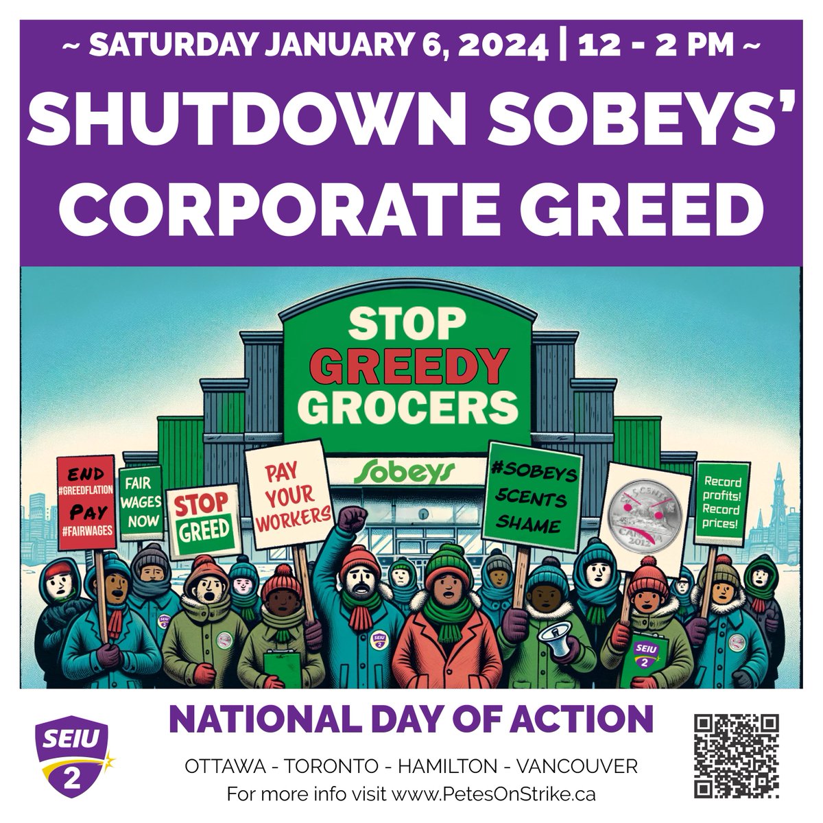 seiulocal2can's tweet photo. Pete’s Frootique workers are still out in the cold in Halifax. They’ve been on strike since November 18.

Shutdown Sobeys' corporate greed. End #Greedflation! Pay #FairWages! #Sobeys5centsShame

https://t.co/Bfww60XwZ8 https://t.co/hC7hP7bDPC