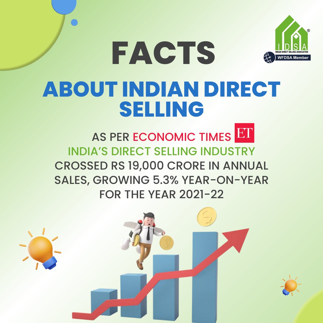 IndianDSA's tweet photo. Breaking barriers and setting records!
India's direct selling industry achieved an incredible milestone, surpassing βΉ19,000 Crores marking a remarkable 5.3% year-on-year growth.
How much do you think the turnover of the industry in FY 2022-23?
#DirectSellingSuccess #IDSA https://t.co/bL827q687L