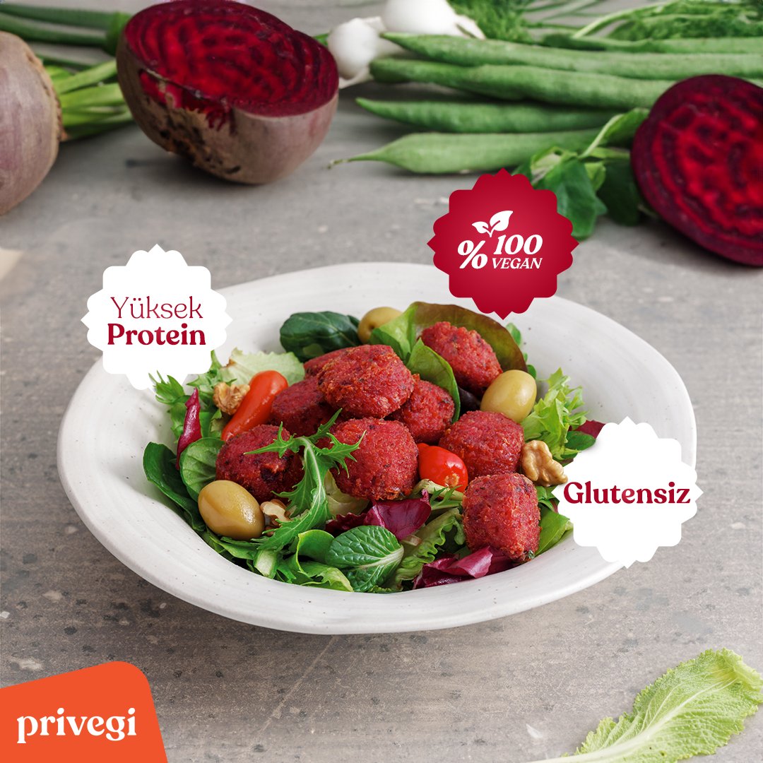 Privegi_Food's tweet photo. Lezzetin vazgeçilmezi Privegi'nin pancarlı sebze köftesi sizi bekliyor! 🌱💚 %100 vegan, glutensiz ve yüksek protein içeriğiyle sağlıklı bir tercih. Hem damaklarınıza hem de vücudunuza şıklık katın! 💪🍽️ Detaylı bilgi için DM atmayı unutmayın. #Privegi #GlutensizProtein https://t.co/6ZmKsul8NI