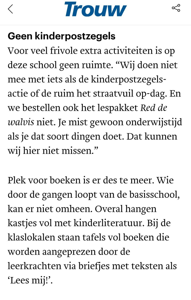 Een op de drie leerlingen is laaggeletterd. Dat is geen natuurverschijnsel, dat is een keuze. Een schoolbestuur kan er voor kiezen om wél goed onderwijs te geven. Zoals @victorvantoer in Rotterdam bewijst.

'Geen kind verlaat deze school ongeletterd.' 👇
trouw.nl/ts-b991b442