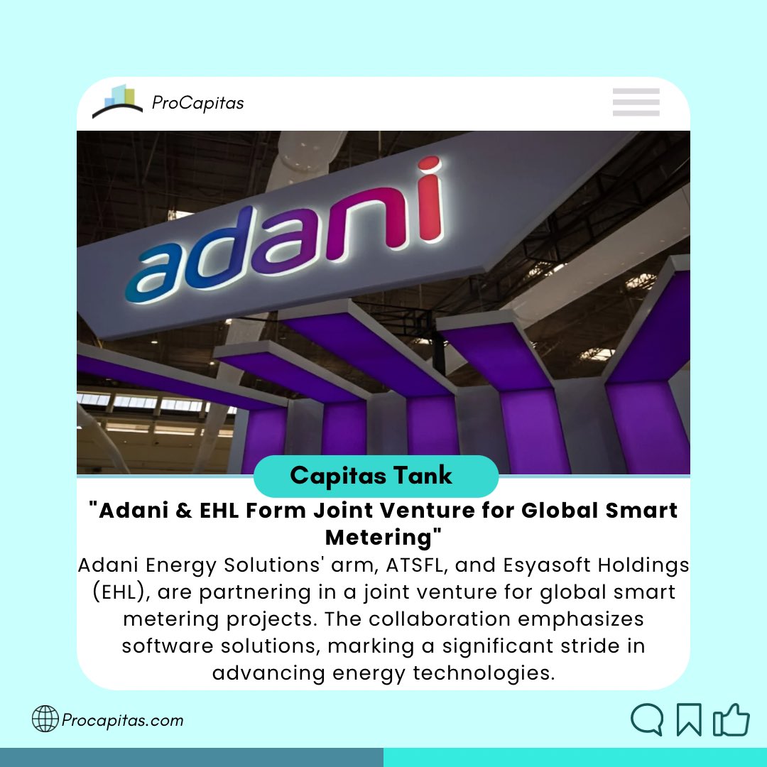 ProCapitas's tweet photo. 🌐🔧 **Adani &amp; EHL Forge Global Smart Metering Venture!** 💡💼

For more 🔻
https://t.co/Refk3WujFD

#Adani #EsyasoftHoldings #SmartMetering #EnergyInnovation #GlobalVenture #stockmarketnews #NEWS #marketupdates #stocks #shares #sharemarketindia #sharemarketnews #sharemarket https://t.co/XnzBb4AqU3