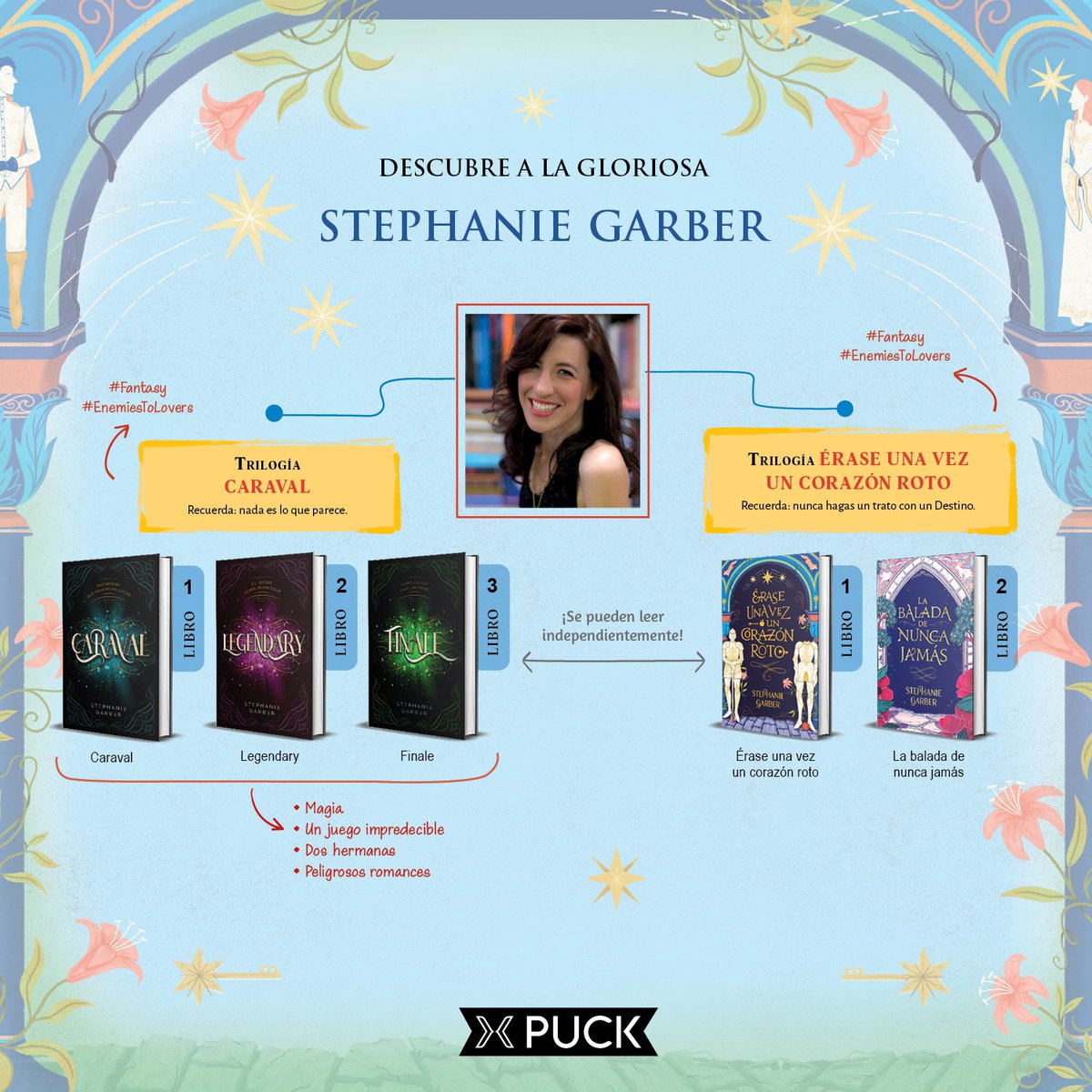 Puck_ed's tweet photo. ¿Ya habéis leído a la gloriosa #StephanieGarber🤩?
Su trilogía #Caraval os atrapará desde la primera página en un mundo de magia y secretos.
En su trilogía de #ÉraseUnaVezUnCorazónRoto vais a encontrar #EnemiesToLovers 😏
Además, en febrero vais a poder leer el final 🔥 https://t.co/bQSSQVpujU