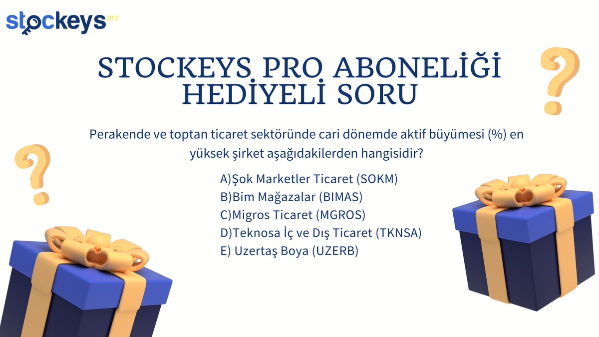 STOCKEYS PRO ABONELİĞİ HEDİYELİ SORU!

Sizlere harika bir fırsat sunuyoruz! Sorumuzu doğru cevaplayan ilk 5 kişiye, 1 aylık ücretsiz Stockeys Pro aboneliği hediye ediyoruz! 🎁

Katılım Koşulları:
1. Bu gönderiyi beğenmek ve Twitter üzerinden yeniden paylaşmak.
2. <a href="/StockeysPro/">Stockeys</a>,