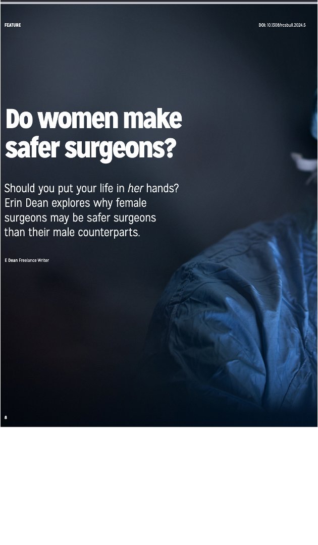 BrennanSurgeon's tweet photo. Great article in latest RCS Bulletin

In a large study, we found women performed better than men at communication skills in surgery exams

In my view, good communication &amp; embracing HF are vital for improving both patient safety &amp; effective team work
👇
https://t.co/kzznXky0BT https://t.co/nusrmY7YuA