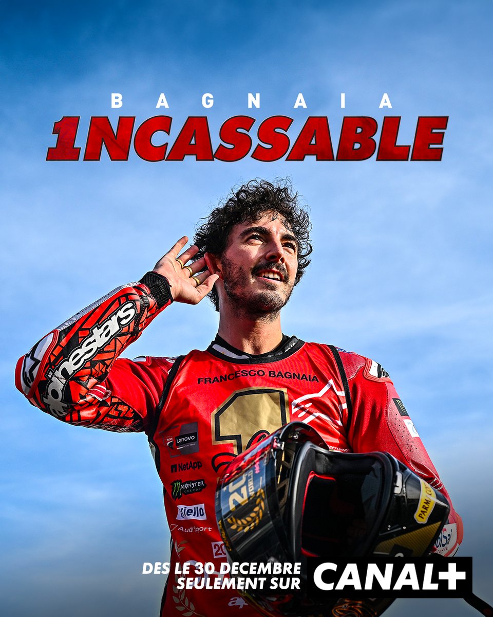 On vous a gardé un petit cadeau pour la fin d'année 🎁 La RÉTRO MOTOGP 2023 'Bagnaia 1ncassable', disponible dès le 30 décembre sur CANAL+ 😍🏍️