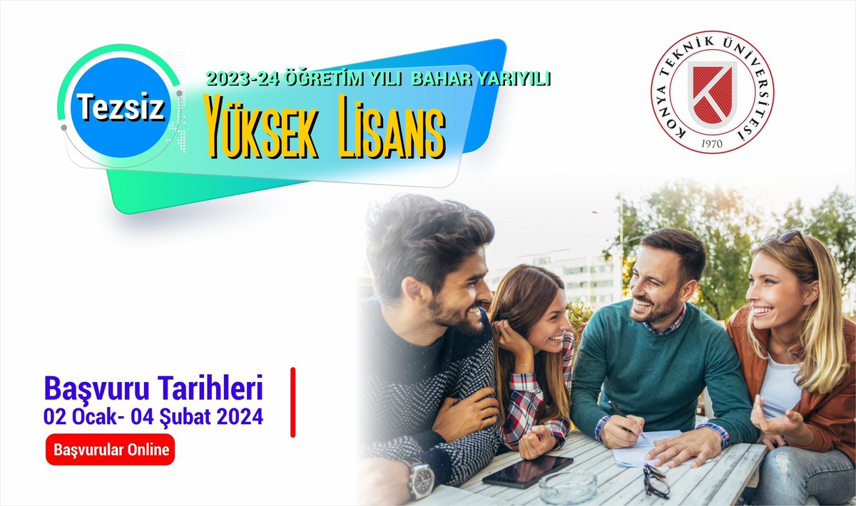 Tezsiz Yüksek Lisans  Başvuruları 2 Ocakta başlıyor.

Detay için👇🏻

ktun.edu.tr/tr/Birim/Duyur…