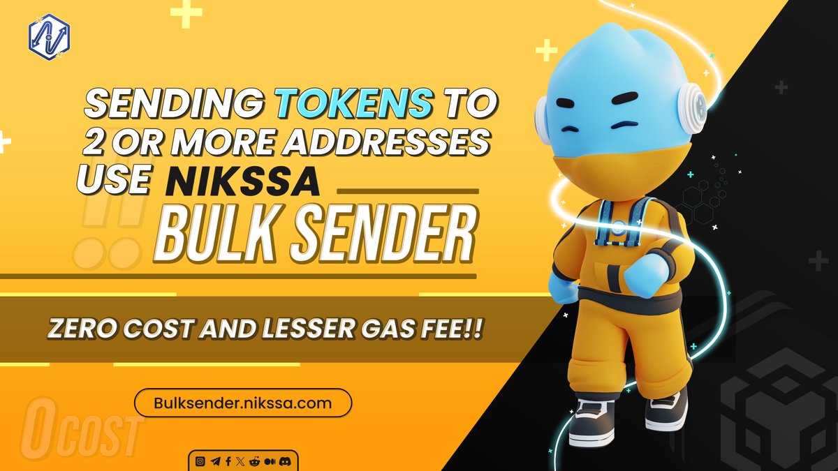 Nikssa_official's tweet image. Cut down on your transaction costs by utilizing Nikssa BulkSender! 
Follow this guideline video to learn how to save you transaction cost!
youtube.com/watch?v=ngt75f…

#bulksender #tokenbulksender #NKS #bnb #bnbtoken #NIKSSA $NKS