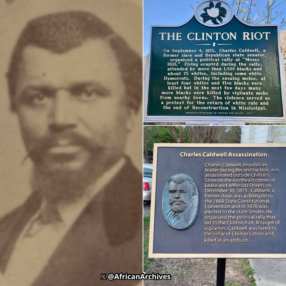 AFRICAN & BLACK HISTORY (@africanarchives) on Twitter photo Charles Caldwell was a prominent Mississippi Republican during the Reconstruction era who spent his political career advocating for increased racial equality in the state.
Caldwell’s life ended abruptly on Christmas Day of 1875, when he was in his early 40s. He went out to meet Charles Caldwell was a prominent Mississippi Republican during the Reconstruction era who spent his political career advocating for increased racial equality in the state.
Caldwell’s life ended abruptly on Christmas Day of 1875, when he was in his early 40s. He went out to meet