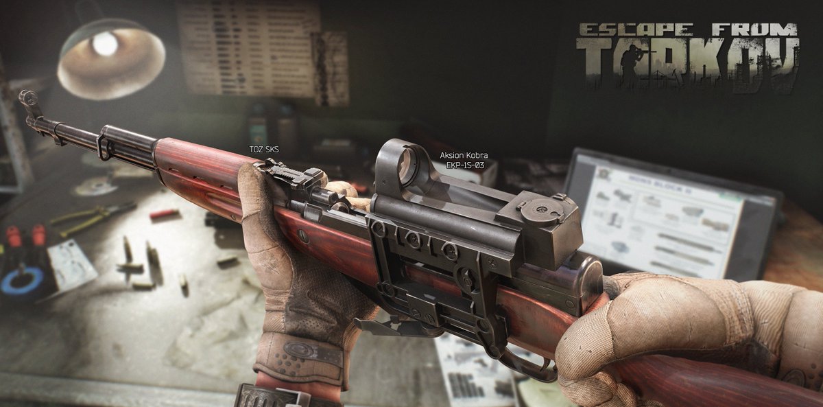 tarkov's tweet photo. Demonstration of new weapon modifications that have been added with the new patch.
#EscapefromTarkov https://t.co/5nD0J3VaCd