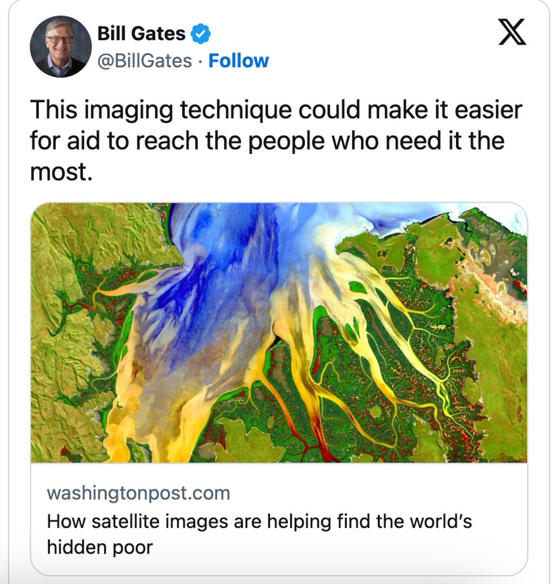 We can now measure local economic activity using DAYTIME satellite images.

Even Bill Gates is excited about it.

Here's everything you need to know (in simple terms):
