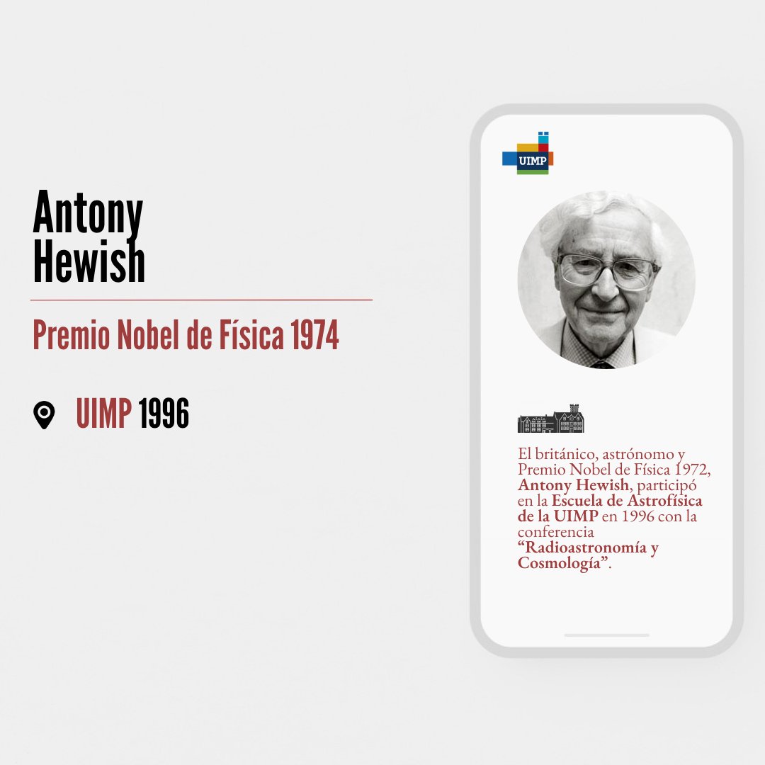 👨#NobelUIMP: Antony Hewish es un astrofísico británico nacido en 1924. 🏆Fue galardonado con el Premio Nobel de Física en 1974 por su papel en el descubrimiento de los púlsares, estrellas de neutrones que emiten pulsos regulares de radiación electromagnética #UIMP90Aniversario