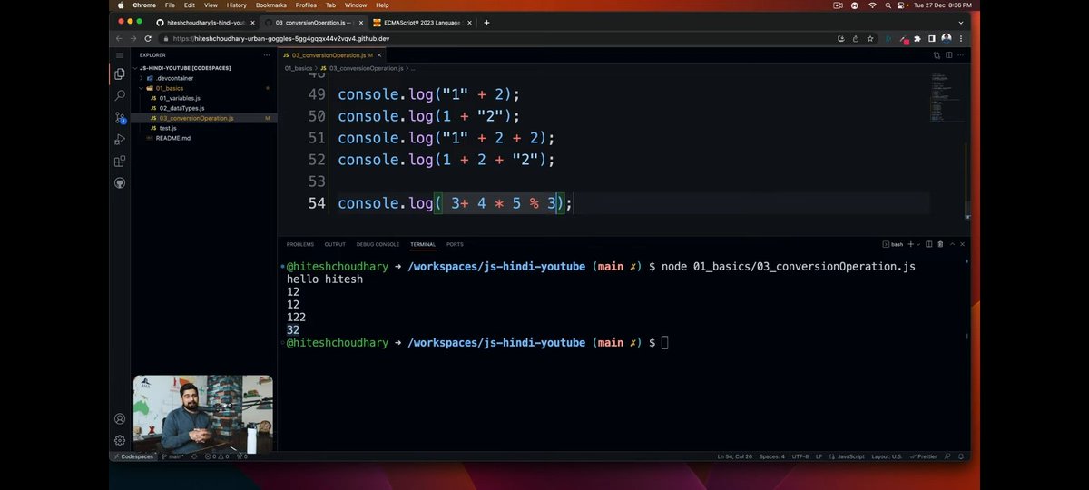 codewithme2000's tweet image. #Day2
#kuchtohkrnahai
Chai aur javascript