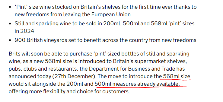 Did somebody have a few too many pints of wine before deciding people's ability to opt for an extra 68ml of wine could be transformative for the UK industry?