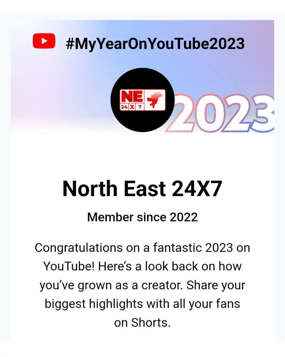 NE24X7's tweet photo. #myyearonyoutube2023 is wonderful and it will always be, thanking you all for the trust and belief in us. https://t.co/9luuTRTFhg