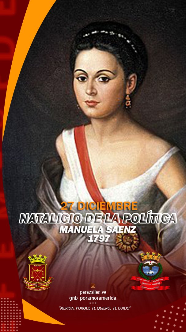 Hace 223 años nació Manuela Sáenz, Una heroína que marcó la historia para siempre; gracias a su rebeldía y determinación nos enseñó que la pasión por la libertad puede romper cualquier barrera. ¡Viva el legado victorioso de la Libertadora del Libertador!”.
#27DIC