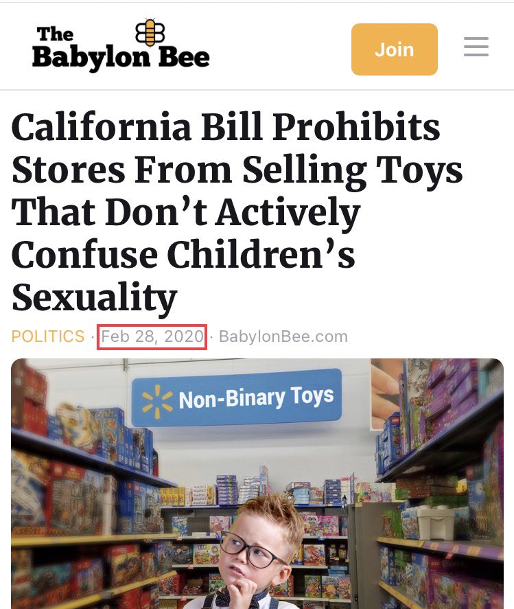 EndWokeness's tweet photo. Yet another Babylon Bee prophecy fulfilled. https://t.co/CiEWSsXcfz