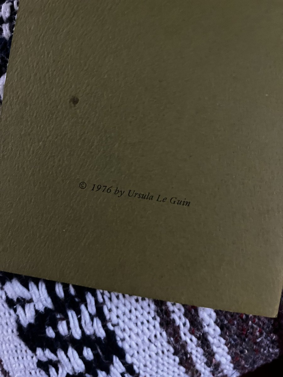 Phil got me a solstice poem by Ursula Le Guin written and printed (and given out as gifts) in the 70s for our first civil partnership anniversary! It’s handbound, illustrated by her husband, and one of only about 500 copies. 😍