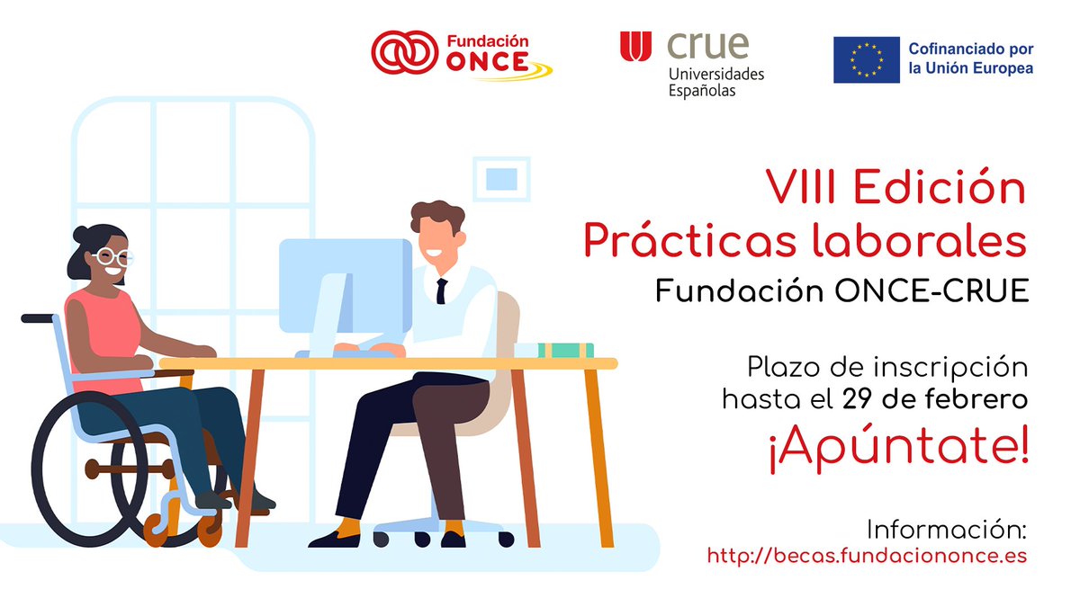 Ofrecemos junto a la <a href="/CrueUniversidad/">Crue Universidades</a> 300 becas de prácticas para universitarios con discapacidad.

Un programa que pretende mejorar su carrera profesional y facilitar el acceso a una primera experiencia laboral.

bit.ly/3RBMTF2