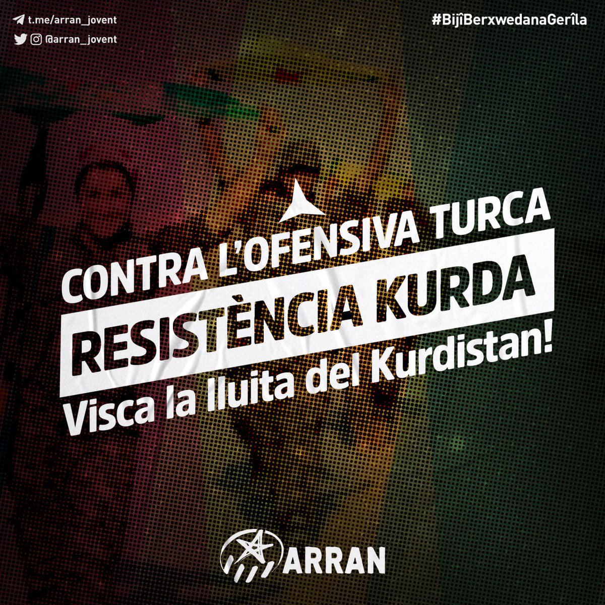 🔴 En els últims dies, l'estat turc ha tornat a atacar Rojava, al Kurdistan. Ha atacat infraestructures civils com hospitals i ha provocat la mort de 7 persones.
✊ El jovent amb el poble kurd!