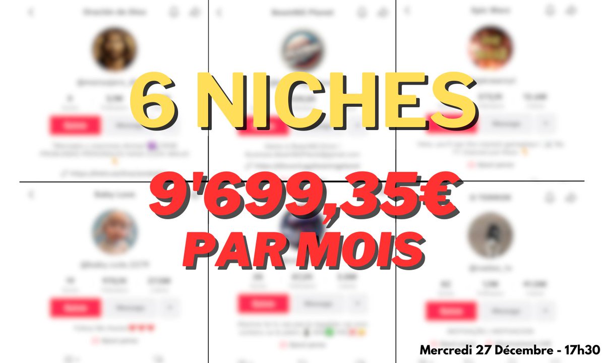 ❌Sans ça tu ne feras aucune vue.. et aucune TikTok money..

L'étape la plus importante sur TikTok ? La niche !

Je te fais gagner du temps, active les notifications 🛎

Je vais te dévoiler 6 comptes SECRETS qui dépassent les 9’000€ par mois !

Ca arrive à 17h30 ⏰