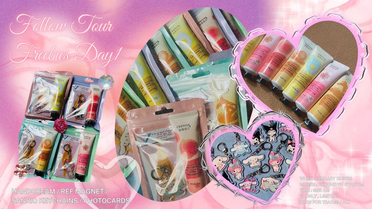 𖤓 𝐟𝐨𝐥𝐥𝐨𝐰 tour 𝐭𝐨 𝐛𝐮𝐥𝐚𝐜𝐚𝐧 ⋆｡‧˚ʚ🍓ɞ˚‧｡⋆

SEVENTEEN FAN SUPPORT FREEBIES ˙✧˖°📷 ༘ ⋆｡°

ꕤ Repost / Retweet this tweet to spread 
ꕤ 1:1 only 
ꕤ Day 1 concert freebies

SEE YOU EVERYONE! 

#FOLLOW_TO_BULACAN
#SVT_TOUR_FOLLOW
#FOLLOW_TOUR_IN_BULACAN