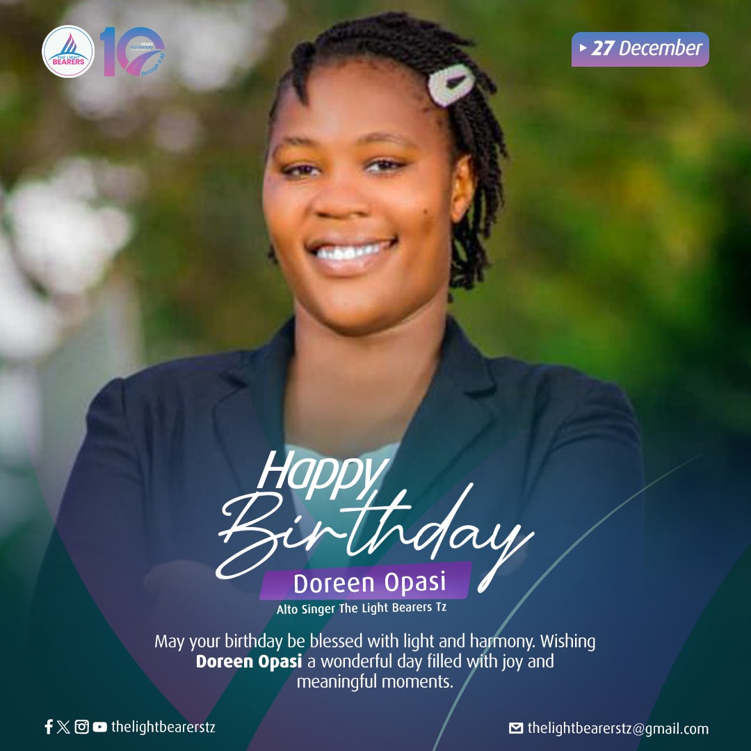 Lightbearerstz's tweet photo. May your birthday be blessed with light and harmony. Wishing Doreen Opasi @doreen_opasi a wonderful day filled with joy and meaningful moments.πππππ
Happy Birthday πππ
#LBat10 #thelightbearerstz #thelightbearerstzfriends #throughitall #katikakilahali https://t.co/ZvEew9yeJz