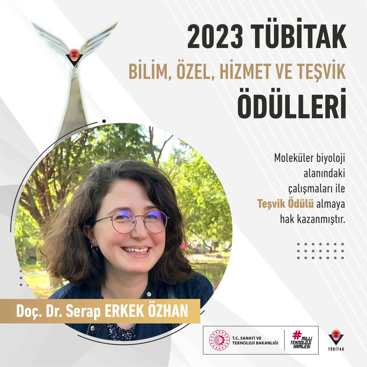 Doç. Dr. Serap Erkek Özhan, Moleküler Biyoloji alanındaki çalışmaları ile Teşvik Ödülü almaya hak kazanmıştır.✨