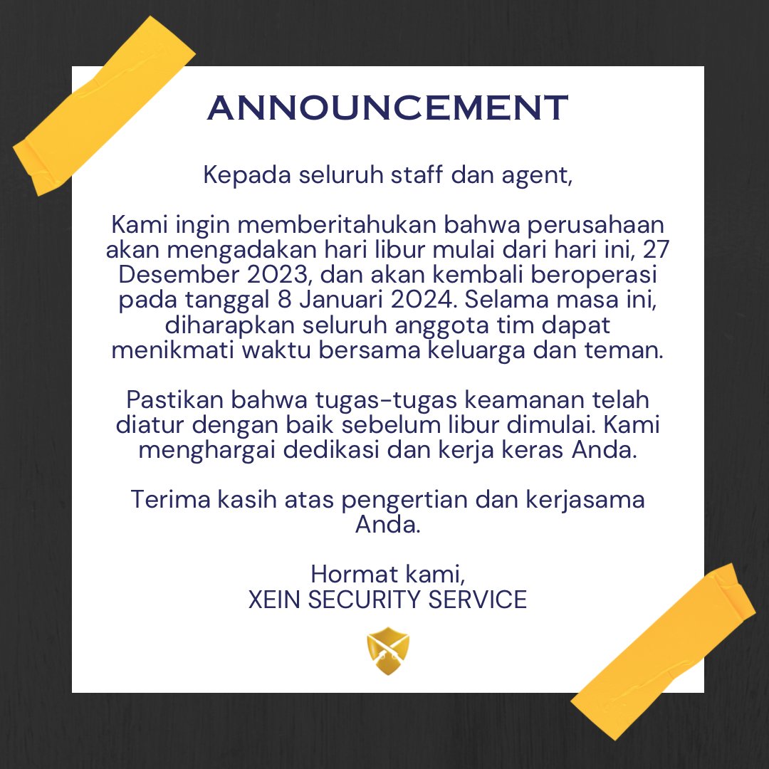 [📌]

Kepada seluruh agent, 𝗦𝗲𝗹𝗮𝗺𝗮𝘁 𝗛𝗮𝗿𝗶 𝗡𝗮𝘁𝗮𝗹 𝗱𝗮𝗻 𝗧𝗮𝗵𝘂𝗻 𝗯𝗮𝗿𝘂!

—Chief Executive Officer