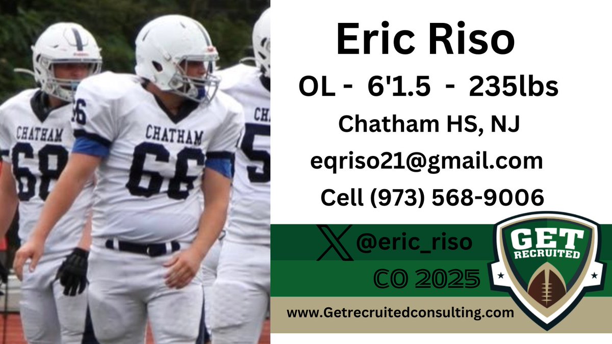 Eric Riso - CO 2025 - OL - 6'1 1/2, 235lbs - 4.64 GPA - Athletic, strong, great feet, physical - Player Profile: getrecruitedconsulting.com/recruit/eric-r… @DavidsonFB @WilliamsEphsFB @FootballTufts @washufootball @TartonFB @JHU_Football @eric_riso @GoMVB @Coach_Brady @1of1lifeskills