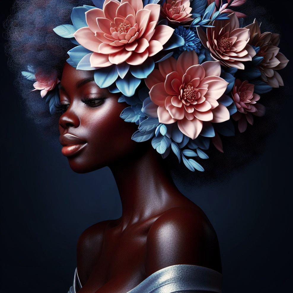 Black woman with flowers

Image generated 100% with Artificial Intelligence...
......and final editing touches done by me!!

(Learning to create)

#aiart #artficialintelligence #aipictures #womanphotographer