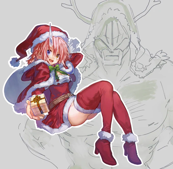 あとこれはクリスマス用に一応描いてたけど流石にもう2日遅れとあっちゃあケーキだって半額でも置いてなかろうという空気なのでここでタイムアップにします 後ろのトナカイの亡霊は見なかったことにしてください