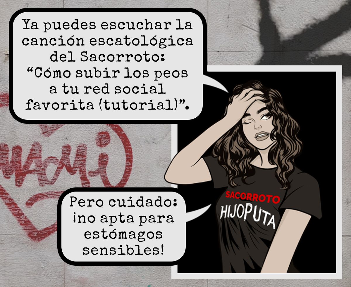 Publicada la canción escatológica del Sacorroto: “Cómo subir los peos a tu red social favorita (tutorial)” ¡No apta para estómagos sensibles!
distrokid.com/hyperfollow/sa…
#musica #funkrock #musicaalternativa #sacorroto #critica #ironia #humornegro #risas #single #peos #pedos #tutorial