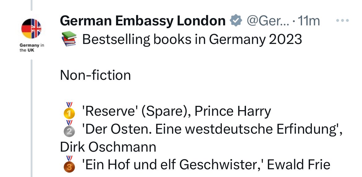 Spare was the bestselling book in the category „Non-fiction“ in Germany 2023 🥇

Congratulations, Prince Harry 🥂🍾Well deserved! 

#SparebyPrinceHarry
#Spare
#PrinceHarry 
#GoodKingHarry
#Weloveyouharry