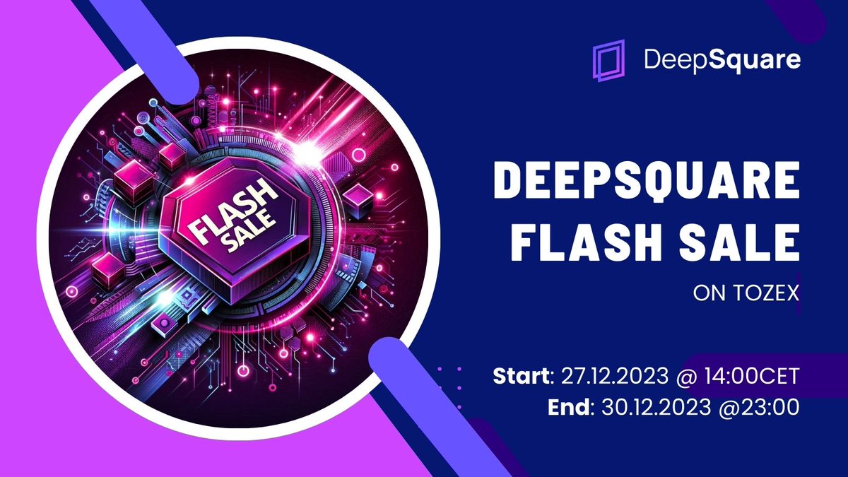 The #TOZEX Flash Sale is ON! 🚀 Starting NOW, Dec 27, 2023. Don't want to miss it? Join here 👉 deepsquare.tozex.io
#blockchain #ai #hpc