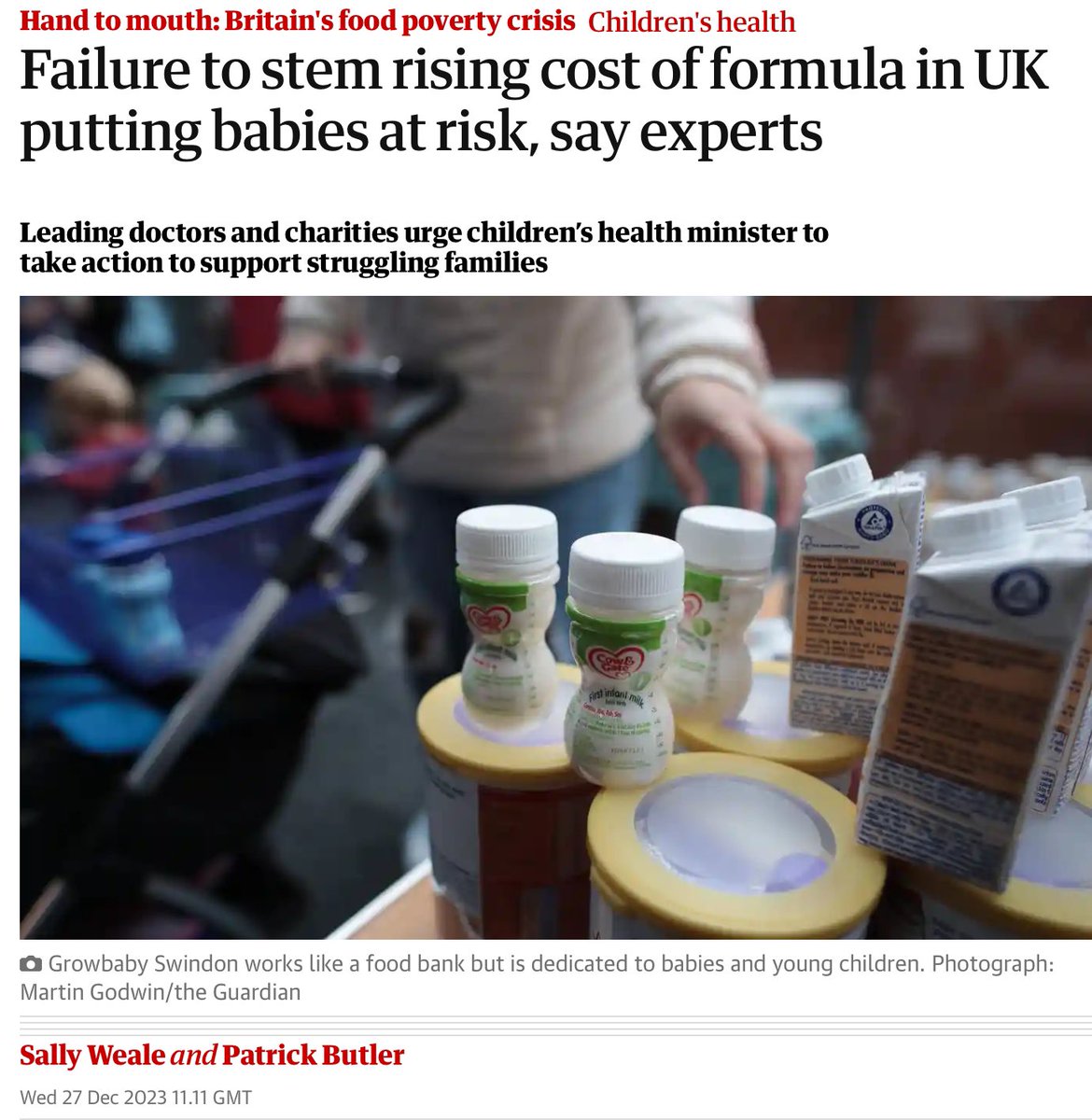Health of many babies at risk as milk formula firms raise price 25% in two years and low income families who can’t afford £14.50 a week are reduced to foraging for half-used packets online bit.ly/3twFC1d