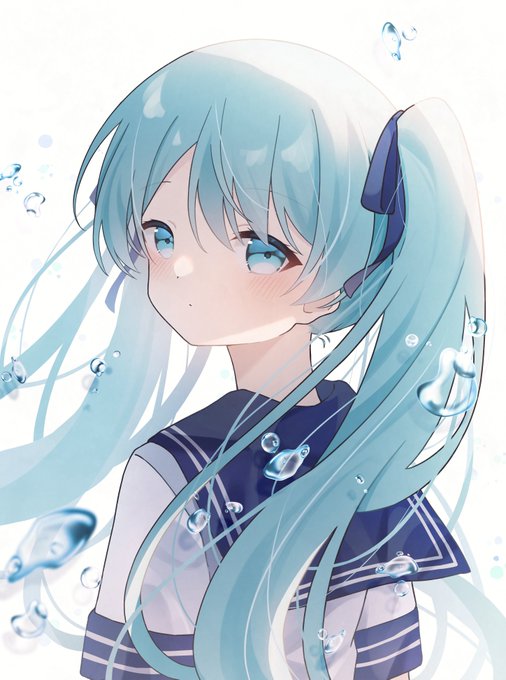 「blue hair water drop」 illustration images(Latest)