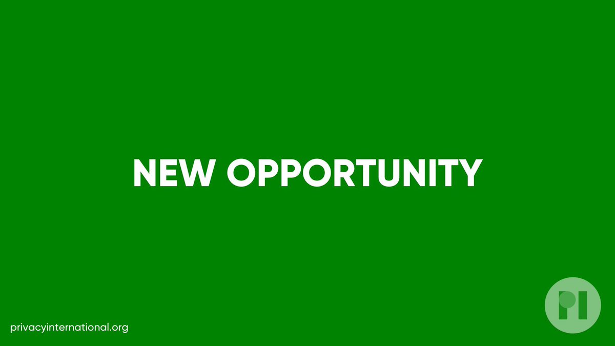 🚨We're hiring🚨 

Join our team as a Legal Officer to help us achieve PI’s goals as we formulate new and creative ways to demand change globally including with our partners across the world. 🌐

📋 Job details:privacyinternational.org/opportunities/… 
📨 Deadline: 21 January 2024, 23:59pm GMT