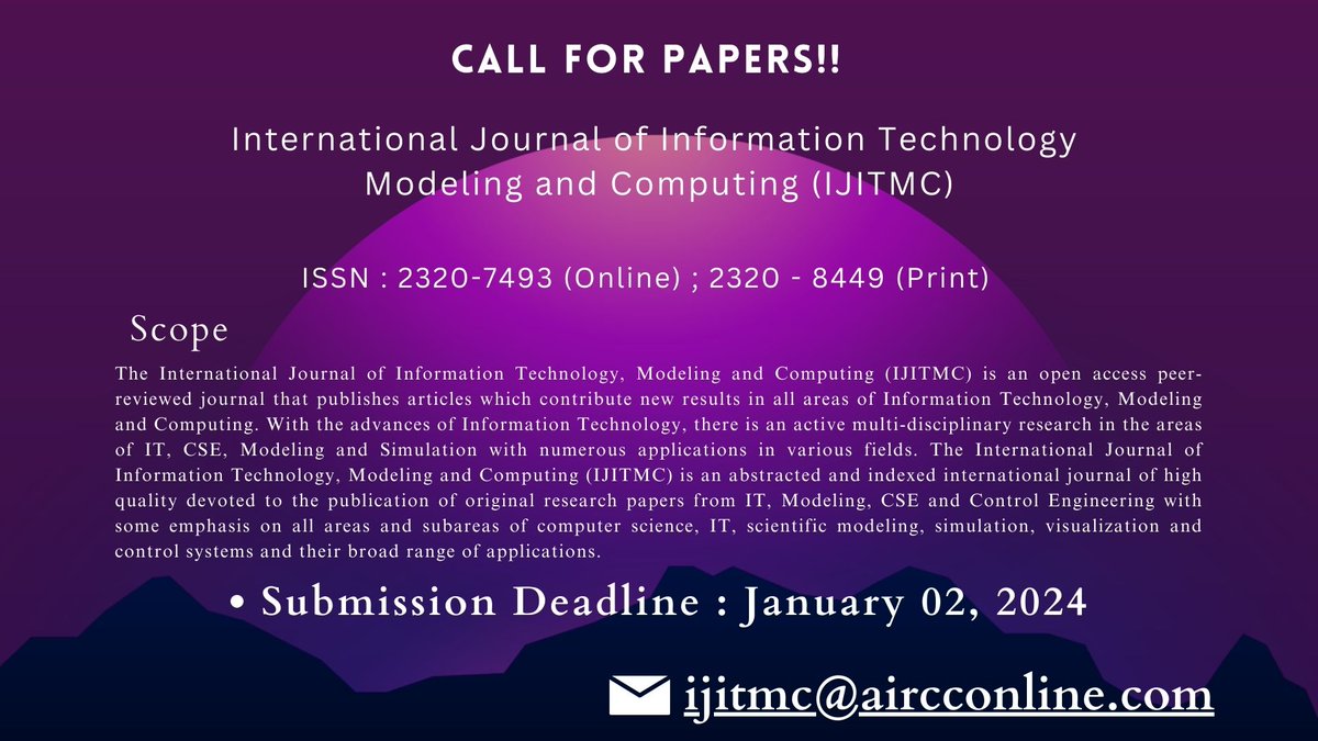 IJITMCjournal's tweet photo. #dataencryption #cybersecurity #datasecurity 

International Journal of Information Technology, Modeling and Computing(IJITMC) 
ISSN : 2320-7493 (Online) ; 2320 - 8449 (Print)
Webpage URL -https://t.co/t6hRyIhugD
Submission Url-https://t.co/rg04ZJJkVR https://t.co/m0XXauNykC