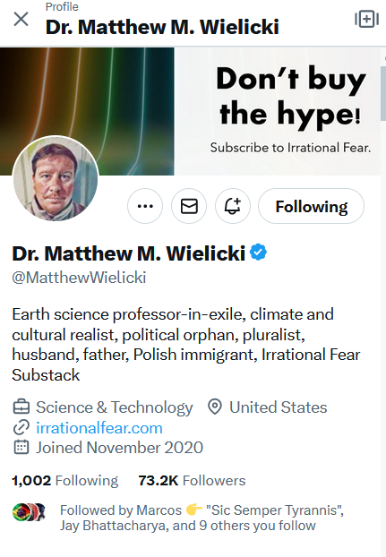 Nice to find so many rational climate voices on this platform now. I've discovered a LOT of highly qualified climate professionals recently who I didn't know existed. @MatthewWielicki is one.

Previous platform owners apparently worked with other clown platforms like FaceBrick to