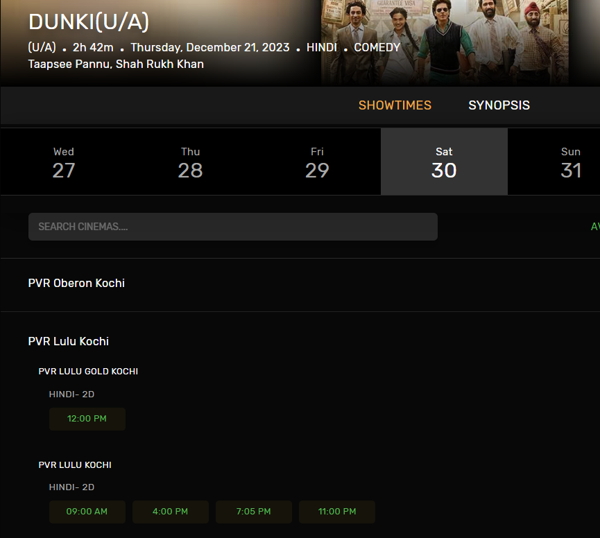 sanjaylord's tweet photo. @PVRSupport Can you please confirm whether there are Closed Captions included in the screenings of Dunki at PVR Lulu Kochi? I've noticed the language icons corresponding to closed captions are oftentimes left out due to error when they get listed on the website and mobile app. https://t.co/VduaPMUZtF