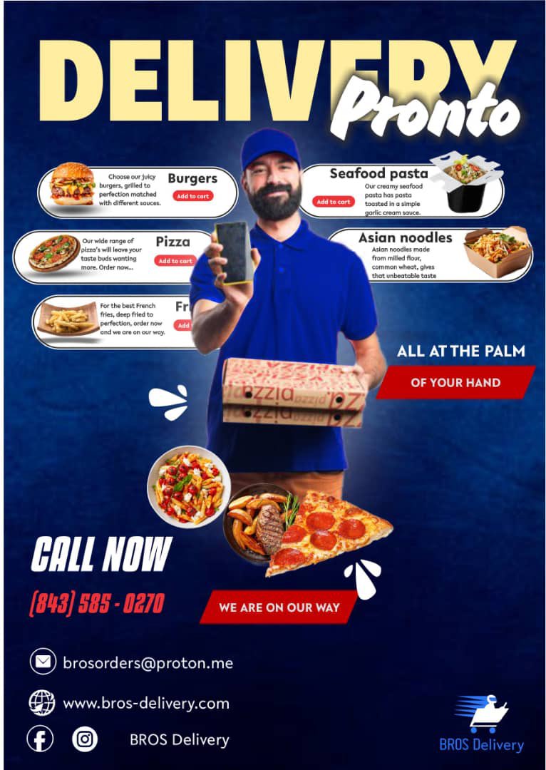 BrosSc55348's tweet photo. Call on (843) 585-843 and we will deliver! #BROSDelivery#Fooddeliveryservice https://t.co/inP8n1ay3X